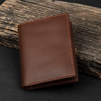 Men’s Brown Leather Bifold Wallet with Slim Card Holder – 2-Piece Wallet Set