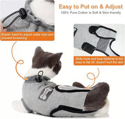 Doglemi Cat Surgery Recovery Suit Size S – Pure Cotton, Breathable, Post-Spay/Neuter & Wound Recovery Onesie | Cone Alternative