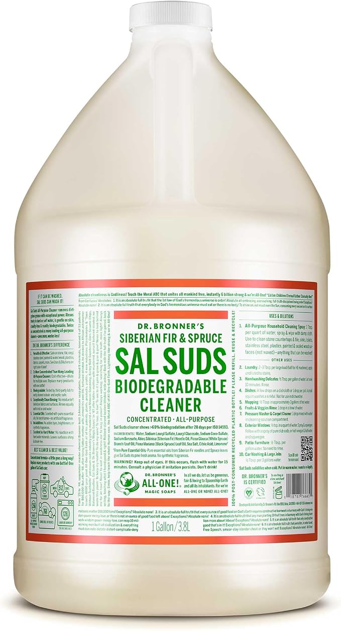 Dr. Bronner's Sal Suds Biodegradable All-Purpose Cleaner – Siberian Fir & Spruce, 1 Gallon