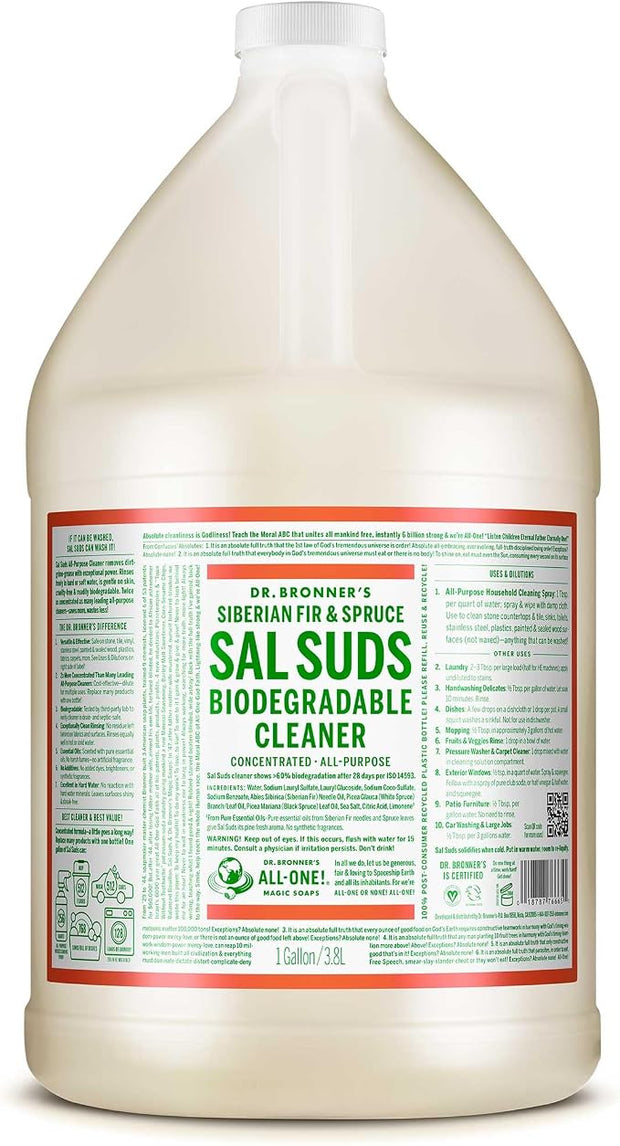 Dr. Bronner's Sal Suds Biodegradable All-Purpose Cleaner – Siberian Fir & Spruce, 1 Gallon