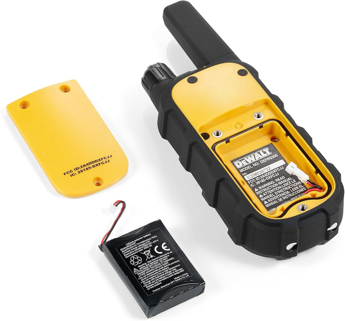 DEWALT DXFRS300 Heavy-Duty Walkie Talkies 2-Pack – 1W IP67 Waterproof Two-Way Radios with USB-C Charging Dock