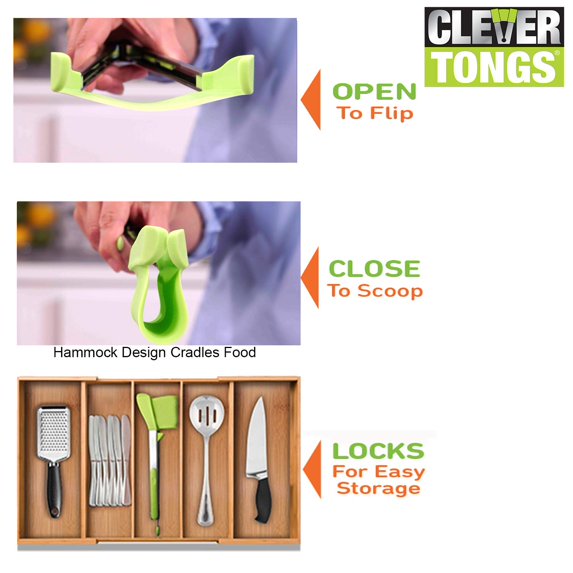 Allstar Innovations Clever Tongs 2-in-1 Spatula & Tongs, 4-Pack