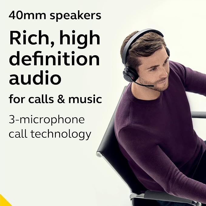 Jabra Evolve2 65 Wireless Bluetooth Headset with Microphone – USB-C, Black