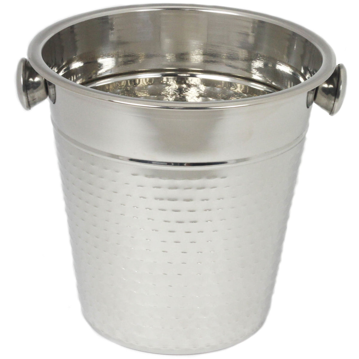 Chef Craft Hammered Stainless Steel Champagne Bucket – 4 Quart Silver Beverage Chiller with Side Handles
