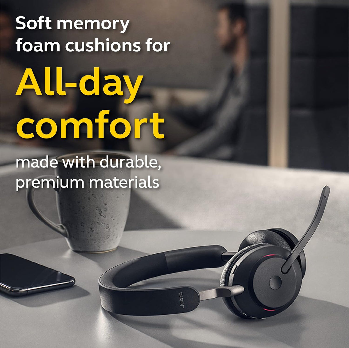 Jabra Evolve2 65 Wireless Bluetooth Headset with Microphone – USB-C, Black