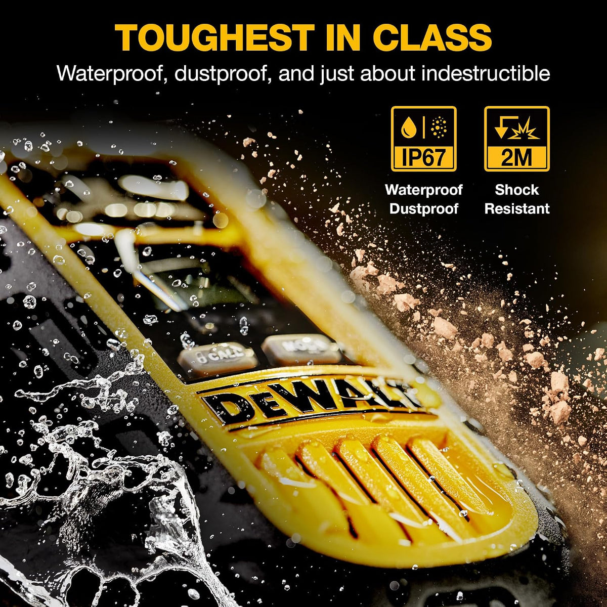 DEWALT DXFRS300 Heavy-Duty Walkie Talkies 2-Pack – 1W IP67 Waterproof Two-Way Radios with USB-C Charging Dock