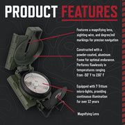 Cammenga US Military Issue Lensatic Land Navigation Marching Compass | Durable Outdoor Compass for Hiking, Camping & Navigation