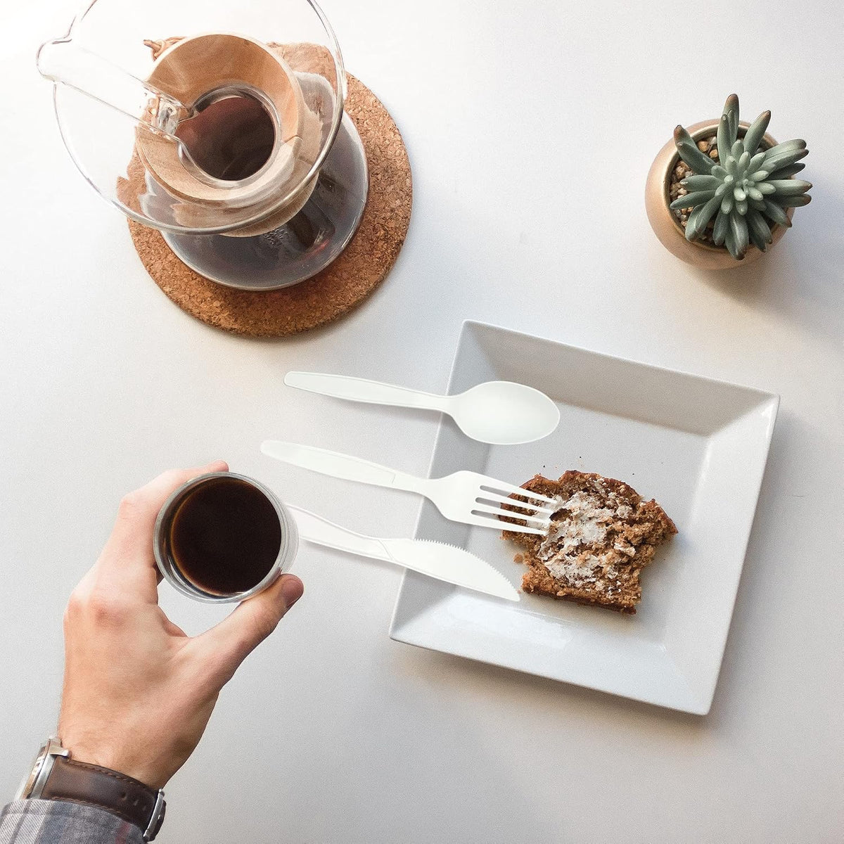Earth's Dreams 360-Piece Plant-Based CPLA Disposable Cutlery Set – 140 Forks, 120 Spoons & 100 Knives, Heavy Duty, BPA Free