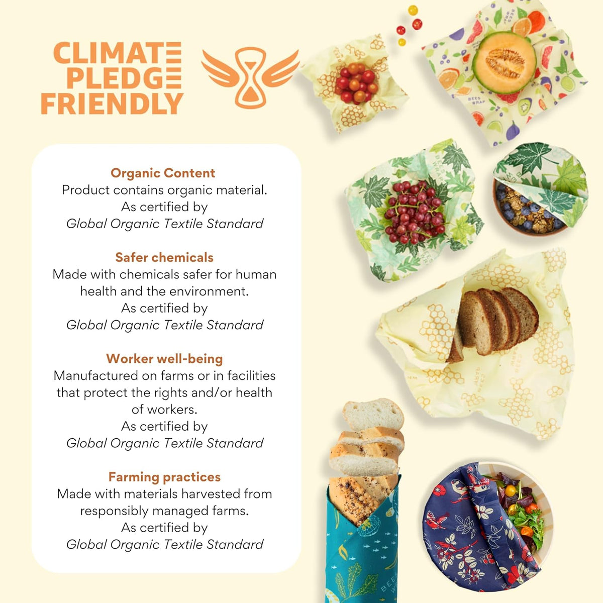 Bee’s Wrap Beeswax Wrap Pack of 3 | Reusable Eco-Friendly Food Storage Wraps