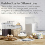 Airtight Food Storage Containers with Lids, 8-Piece Set – BPA-Free Plastic Pantry Organizers for Flour, Sugar, Cereal & Dry Foods