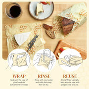 Bee’s Wrap Beeswax Wrap Pack of 3 | Reusable Eco-Friendly Food Storage Wraps