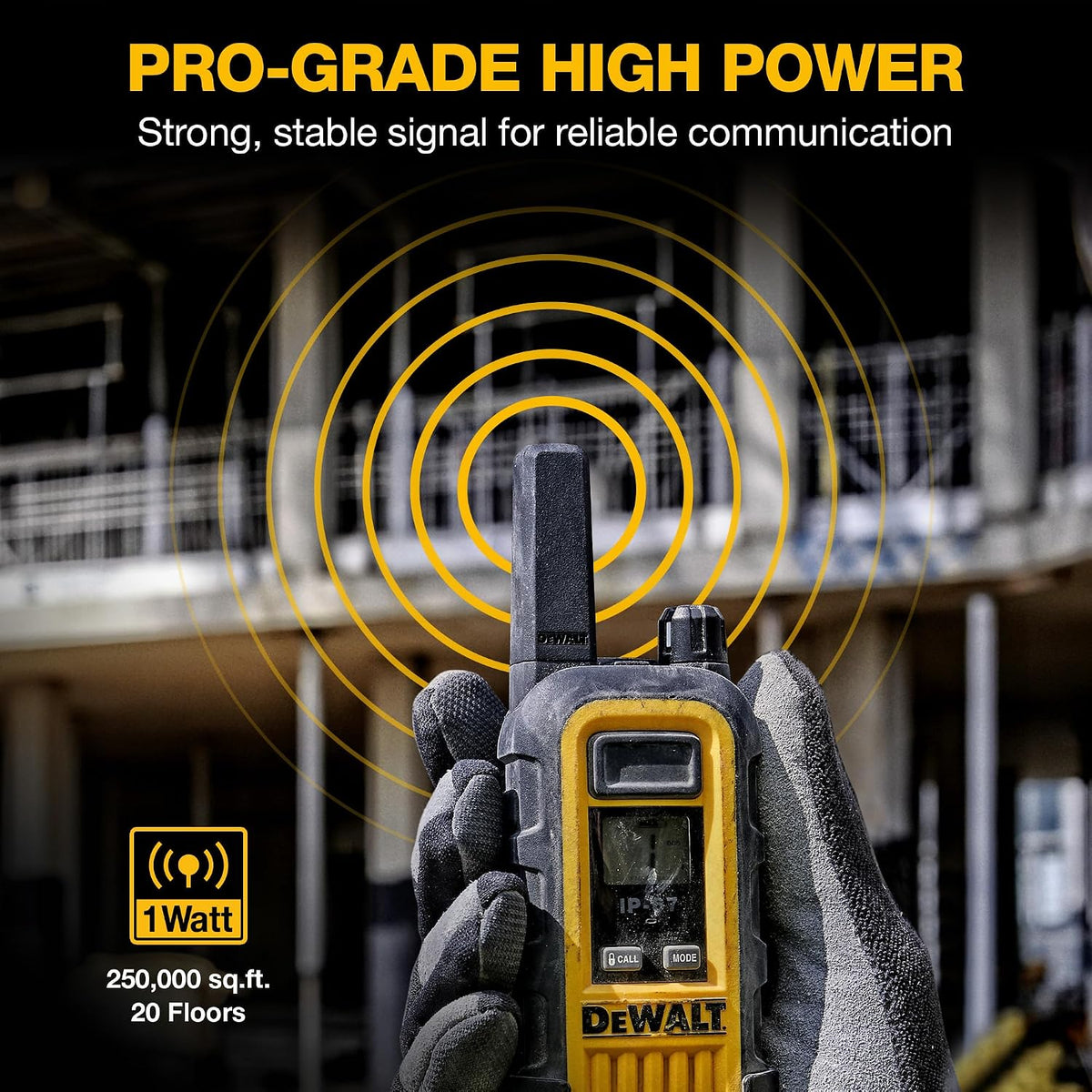 DEWALT DXFRS300 Heavy-Duty Walkie Talkies 2-Pack – 1W IP67 Waterproof Two-Way Radios with USB-C Charging Dock