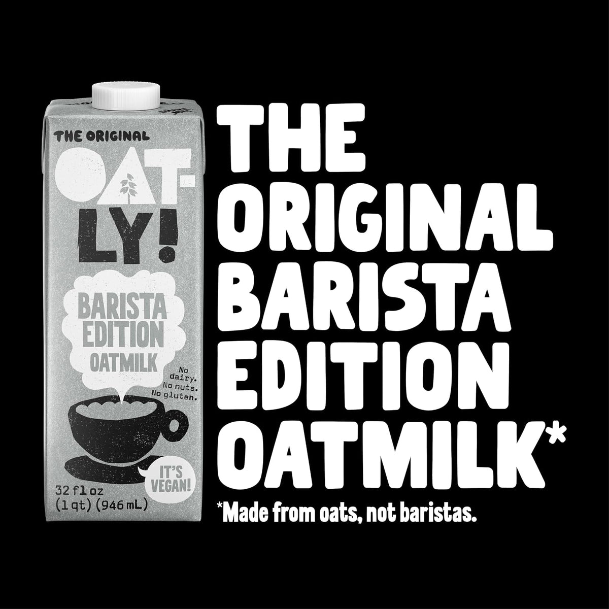 Oatly Barista Edition Oat Milk 32 fl oz Pack of 12 – Dairy-Free, Plant-Based, Shelf-Stable, Vegan, Perfect for Coffee & Frothing