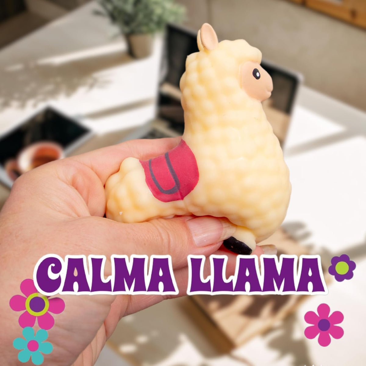 Boxer Gifts Calma Llama Silicone Squeeze Fidget Toy, Cream