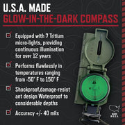 Cammenga US Military Issue Lensatic Land Navigation Marching Compass | Durable Outdoor Compass for Hiking, Camping & Navigation