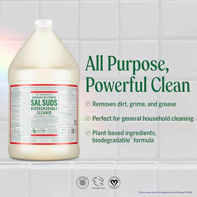Dr. Bronner's Sal Suds Biodegradable All-Purpose Cleaner – Siberian Fir & Spruce, 1 Gallon