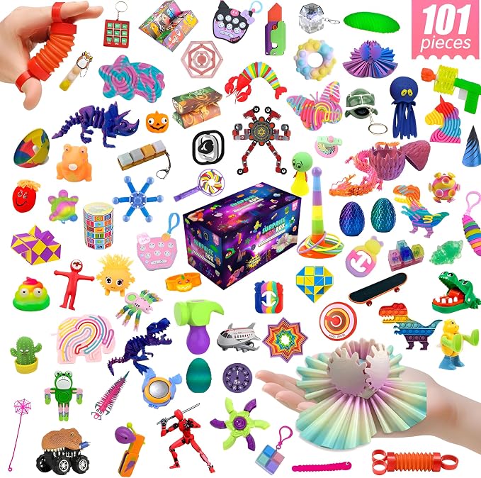 CTB Dealz 101-Piece Large Fidget Mystery Box – Assorted Sensory Surprise Toys for Kids