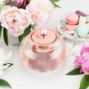 Pinky Up Candace Glass Teapot with Rose Gold Lid and Stainless Steel Removable Infuser, Loose Leaf Tea Kettle, Perfect for Daily Use, Housewarming, Holidays, Brunch Party, 28 Oz