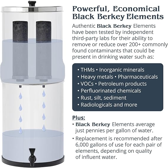 Travel Berkey 1.5 Gallon Stainless Steel Gravity Water Filter System