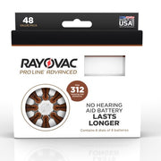 Rayovac ProLine Advanced Size 312 Hearing Aid Batteries, 48 Count