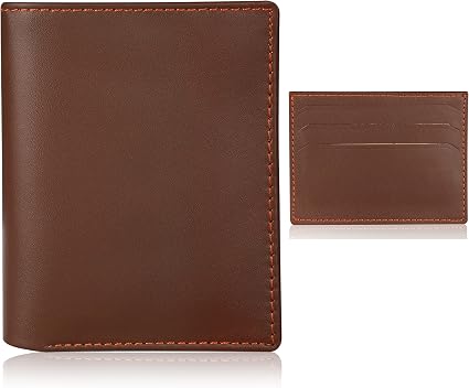 Men’s Brown Leather Bifold Wallet with Slim Card Holder – 2-Piece Wallet Set