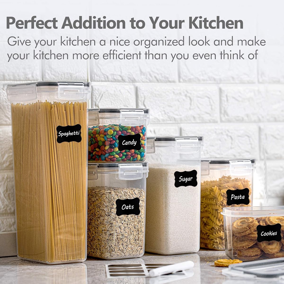 Airtight Food Storage Containers with Lids, 8-Piece Set – BPA-Free Plastic Pantry Organizers for Flour, Sugar, Cereal & Dry Foods