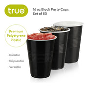 True Brands Black Disposable Party Cups, 16 oz, 50 Count