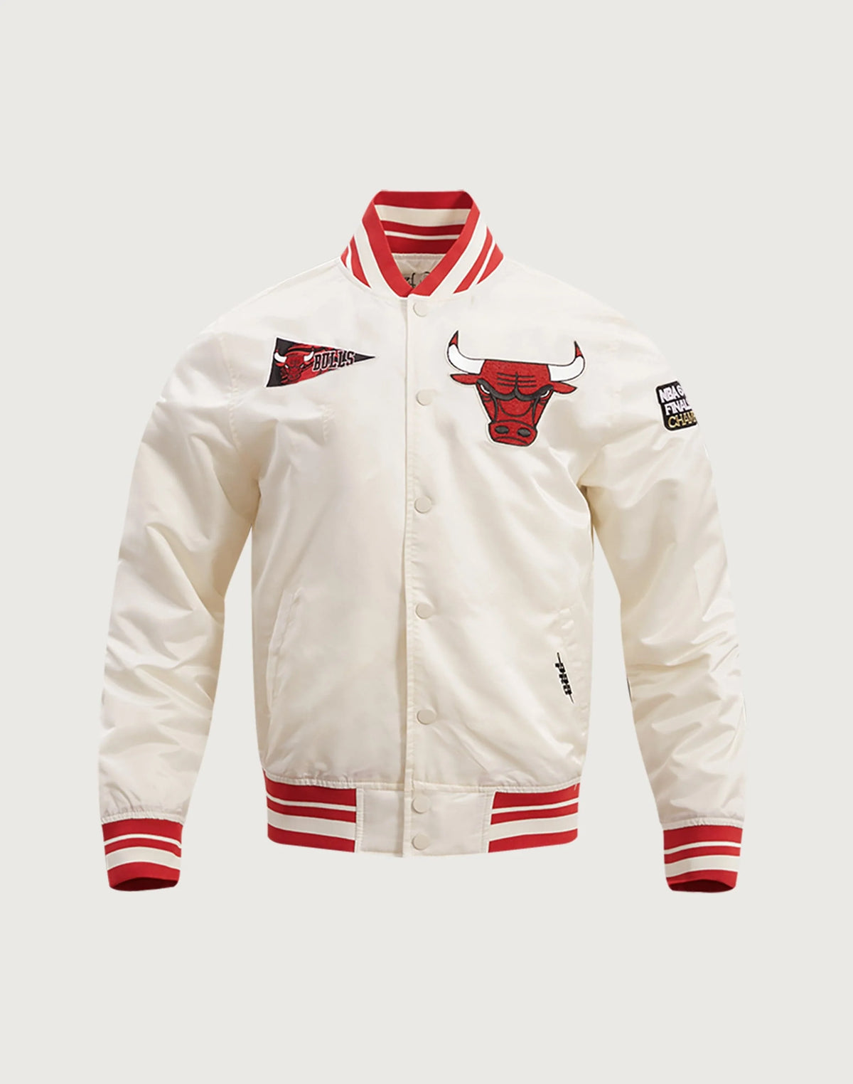 Pro Standard Chicago Bulls Men's Varsity Jacket – White, Red & Black, Snap-Button Front, Size Medium