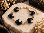 5 Pcs Obsidian Crescent Moons - Black Carved Crystal for Jewelry Making