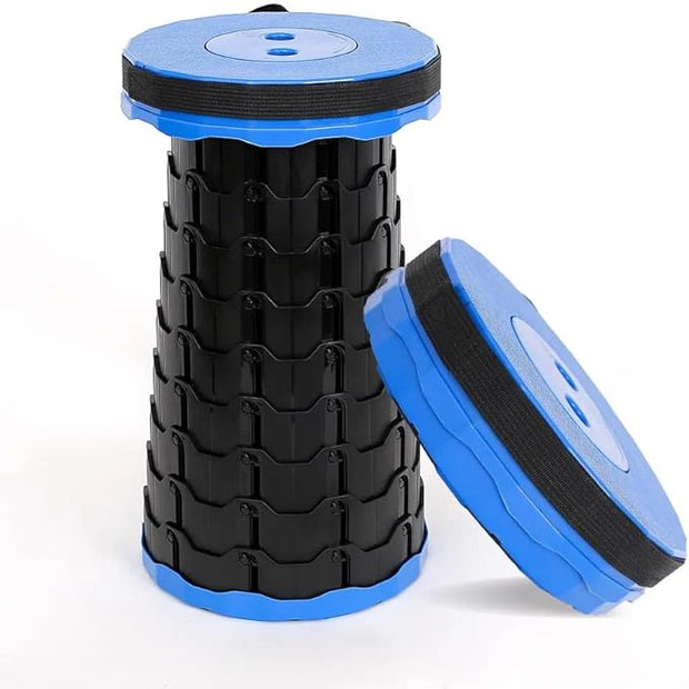 CTB Dealz Portable Telescopic Collapsible Camping Stool – Blue & Black, Lightweight Retractable Outdoor Seat, Box Condition 8/10
