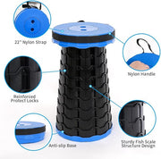 CTB Dealz Portable Telescopic Collapsible Camping Stool – Blue & Black, Lightweight Retractable Outdoor Seat, Box Condition 8/10