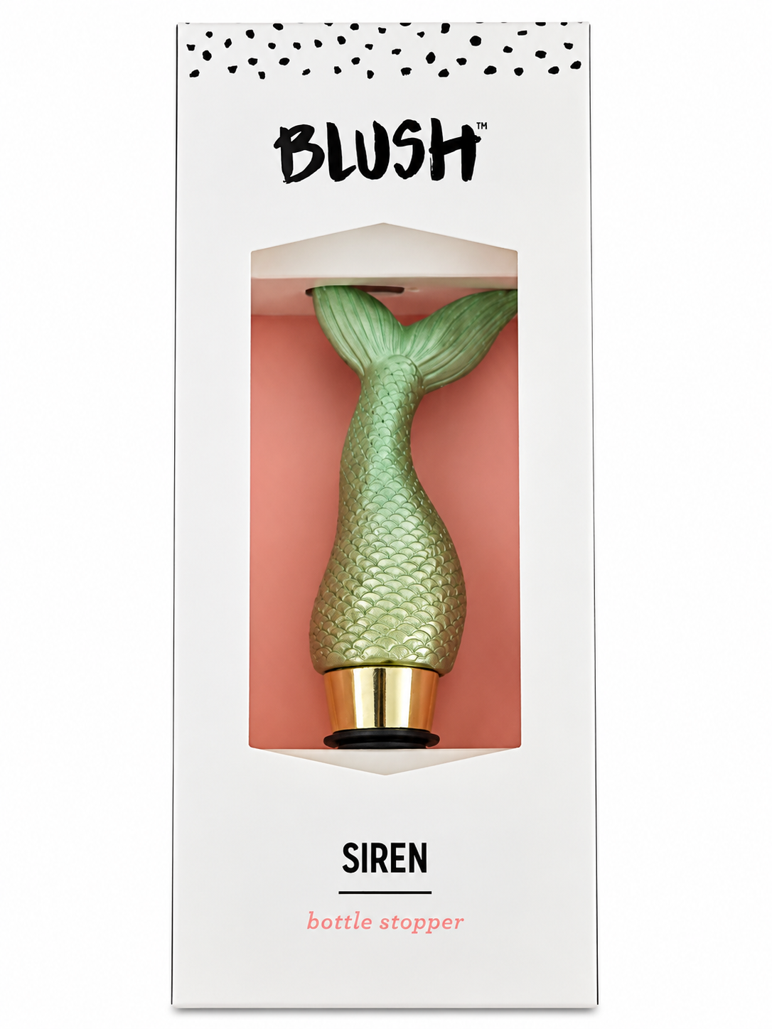 BLUSH Siren Mermaid Tail Bottle Stopper – Green & Gold Decorative Wine Bottle Stopper