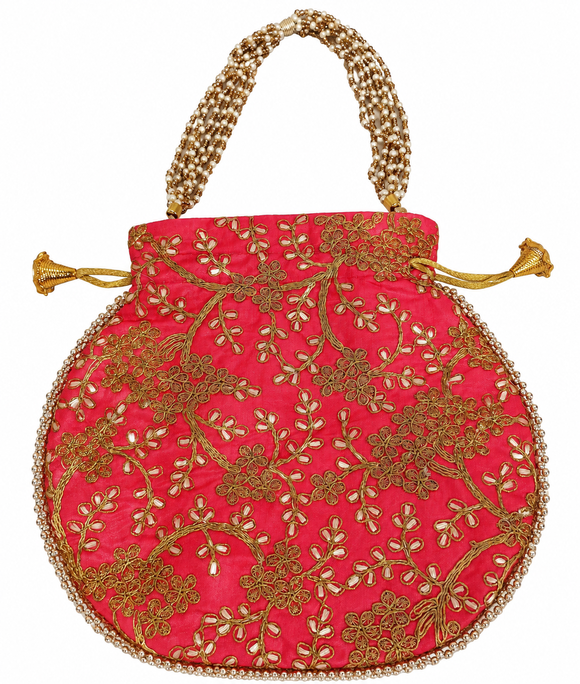 Devik Decor Indian Ethnic Potli bag Ladies Handbag Purse for Bridal Party wedding and Gifting – Peach