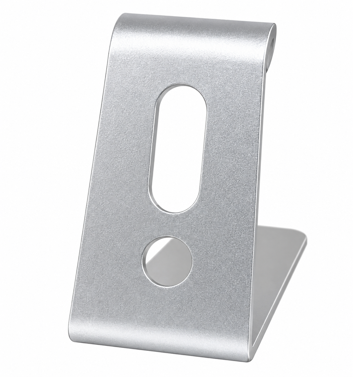 Silver Aluminum Desktop Phone Stand – Compact Smartphone Holder