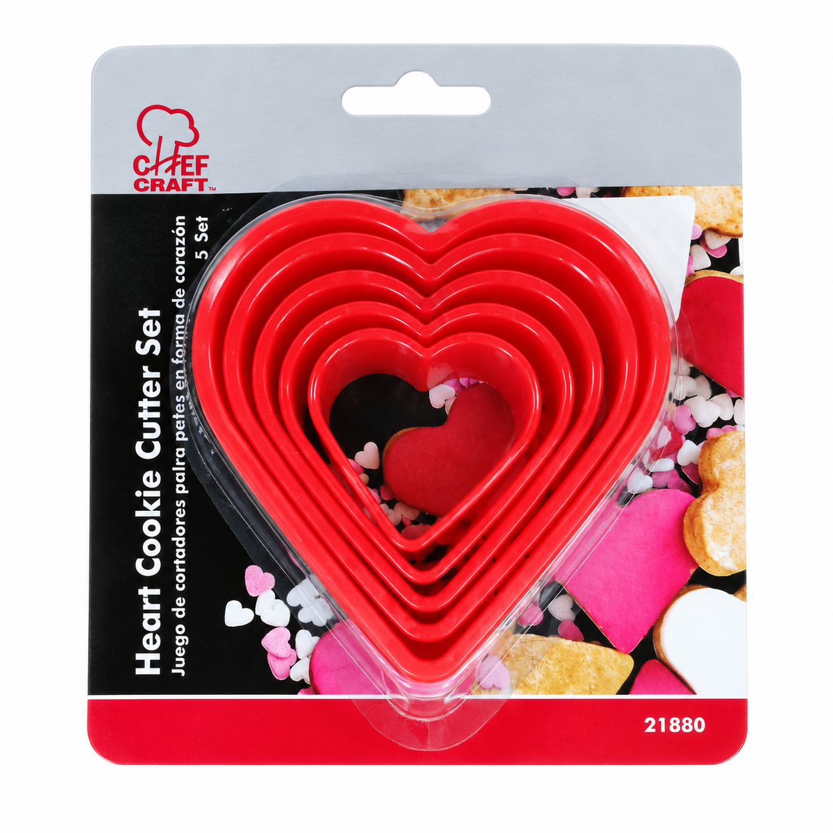 Chef Craft Select Heart Cookie Cutters, Red Plastic – 5 Piece Set