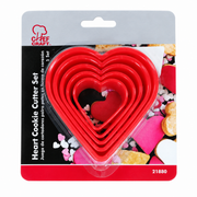 Chef Craft Select Heart Cookie Cutters, Red Plastic – 5 Piece Set