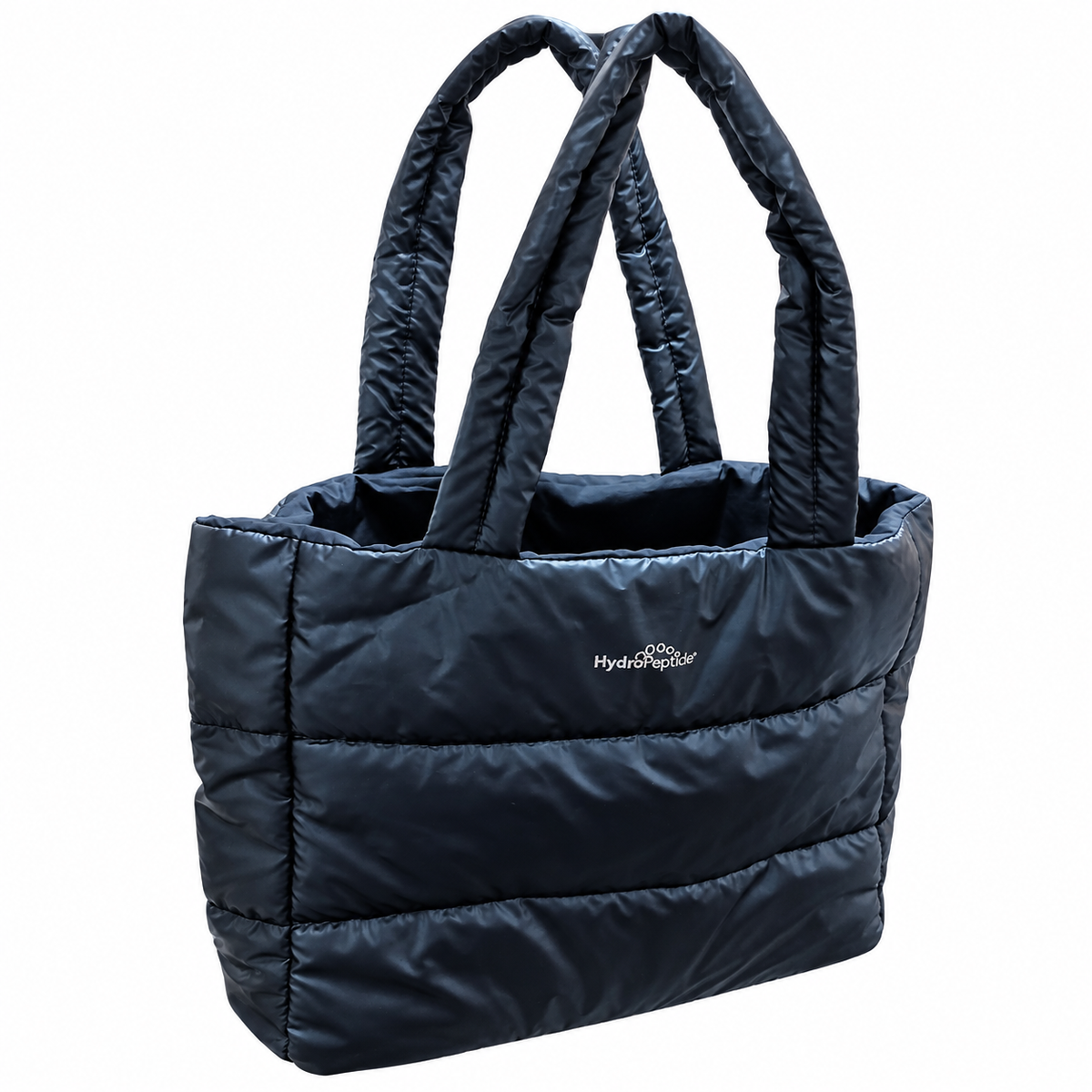 HydroPeptide Quilted Puffer Tote Bag with Padded Handles – Navy Blue