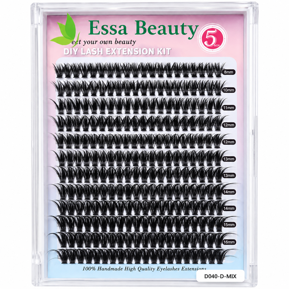 Essa Beauty D040-D-MIX DIY Lash Extension Kit – Mixed Length Eyelash Clusters