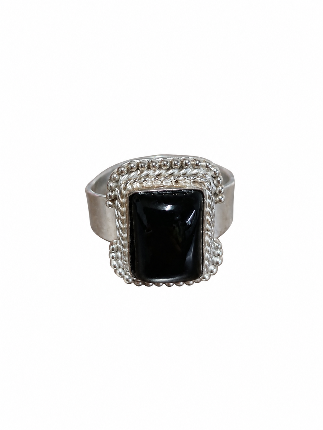 Lucifer Morningstar Black Onyx Statement Ring – Silver & Black, Size 13