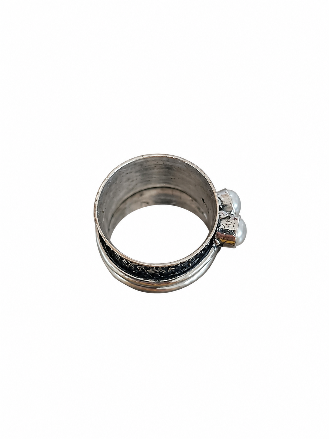 925 Sterling Silver Pearl Boho Worry Ring – Size 6.5