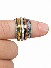 925 Sterling Silver Three-Tone Spinner Ring – Size 5