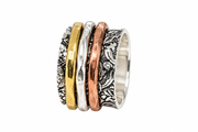 925 Sterling Silver Three-Tone Spinner Ring – Size 5