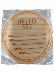 5-Inch Wooden Baby Announcement Welcome Sign – Hello World Newborn Milestone Board