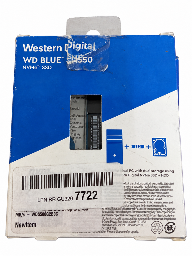 Western Digital 500GB WD Blue SN550 NVMe Internal SSD – Gen3 x4 PCIe, M.2 2280, 3D NAND