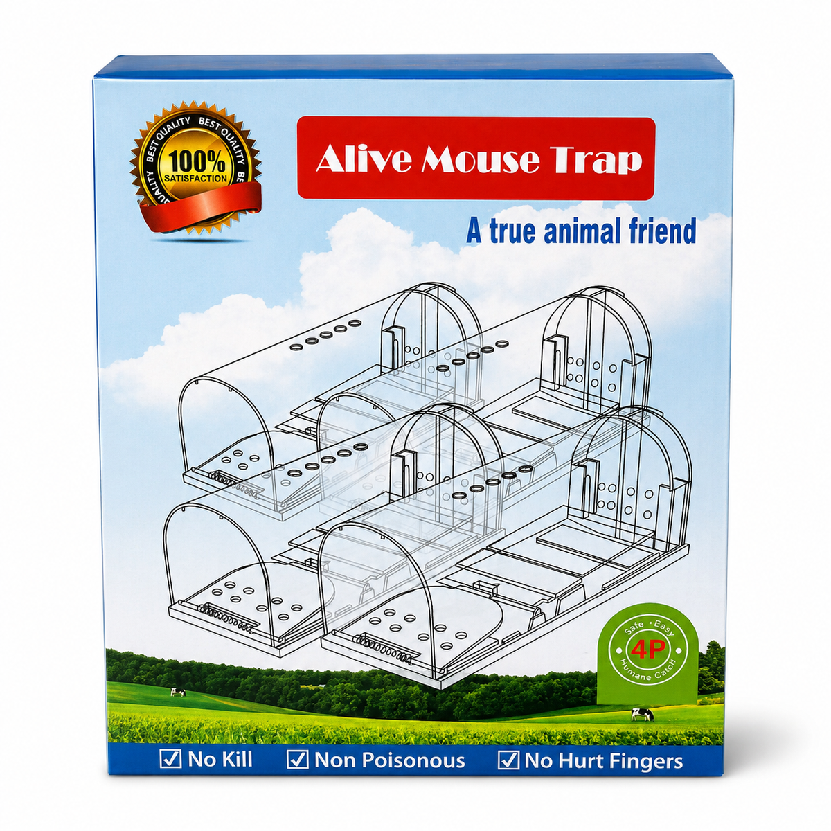CTB Dealz Humane Mouse Trap Indoor/Outdoor Catch & Release, Grey, 4-Pack