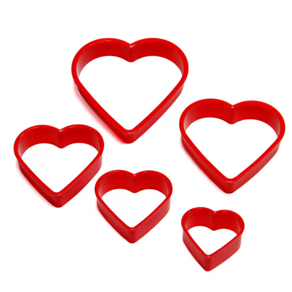 Chef Craft Select Heart Cookie Cutters, Red Plastic – 5 Piece Set