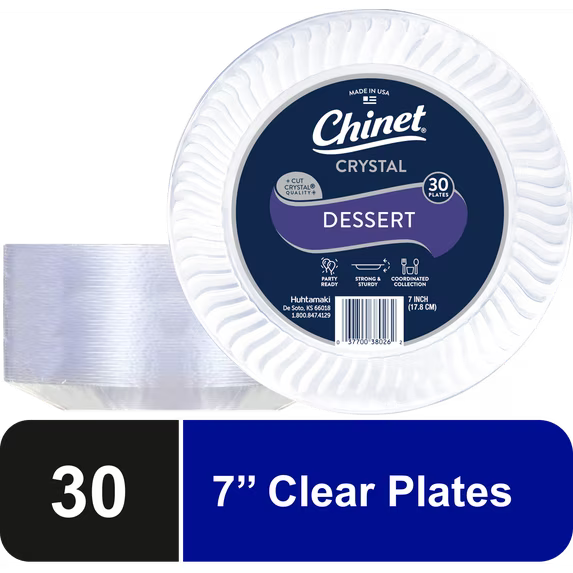 Chinet Crystal Premium Clear Plastic Dessert Plates, 7 Inch – 30 Count