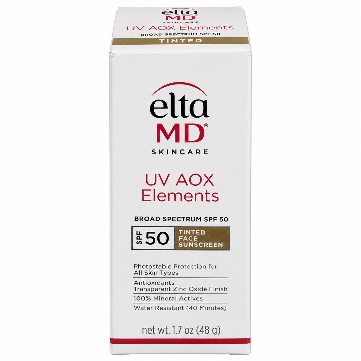 EltaMD UV AOX Elements Tinted Mineral Face Sunscreen SPF 50 – 1.7 oz (48 g), Single Pack