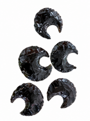 5 Pcs Obsidian Crescent Moons - Black Carved Crystal for Jewelry Making