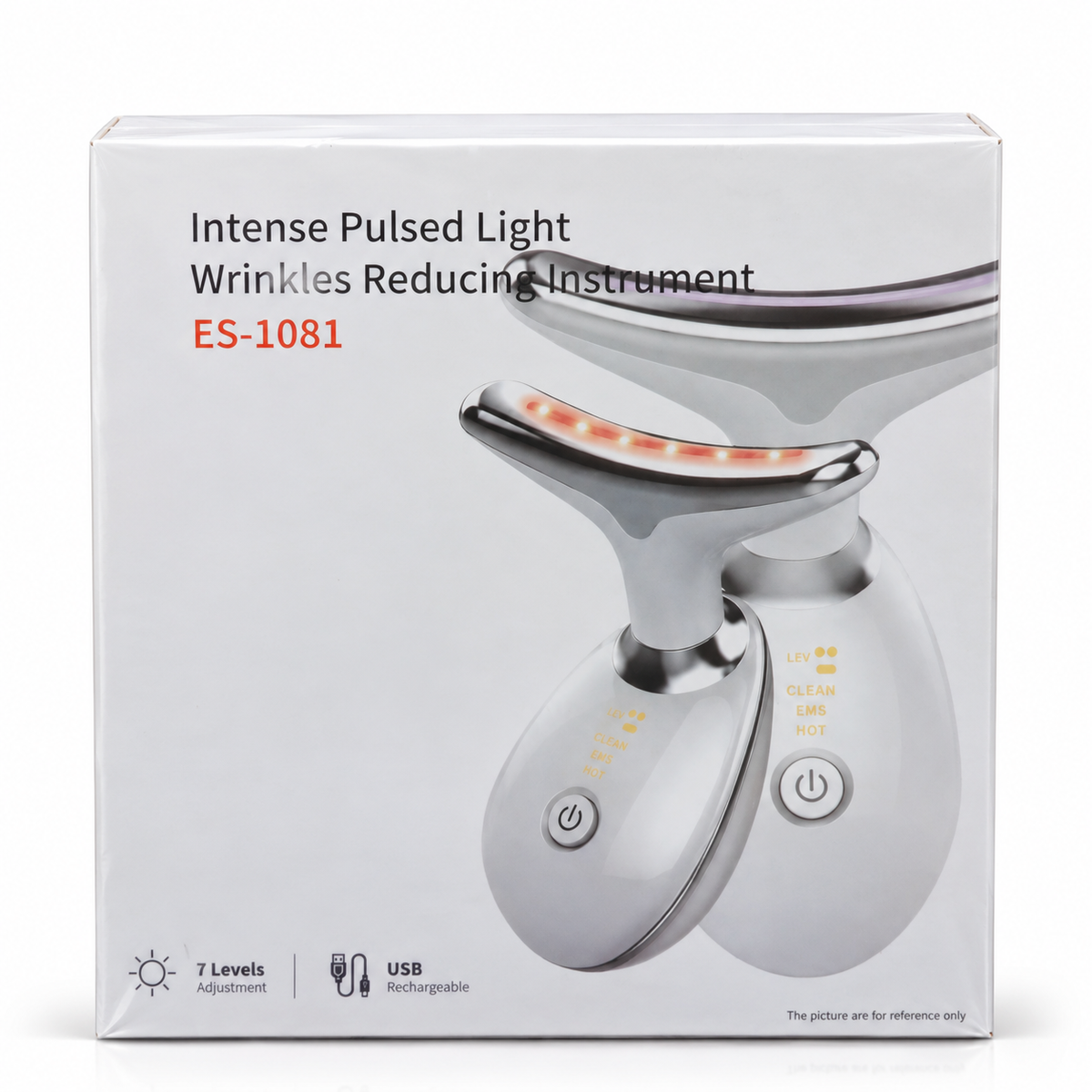 ES-1081 Facial Skin Care Device – Wrinkle Reducing Instrument with LED Light, EMS & Heat Modes, USB Rechargeable